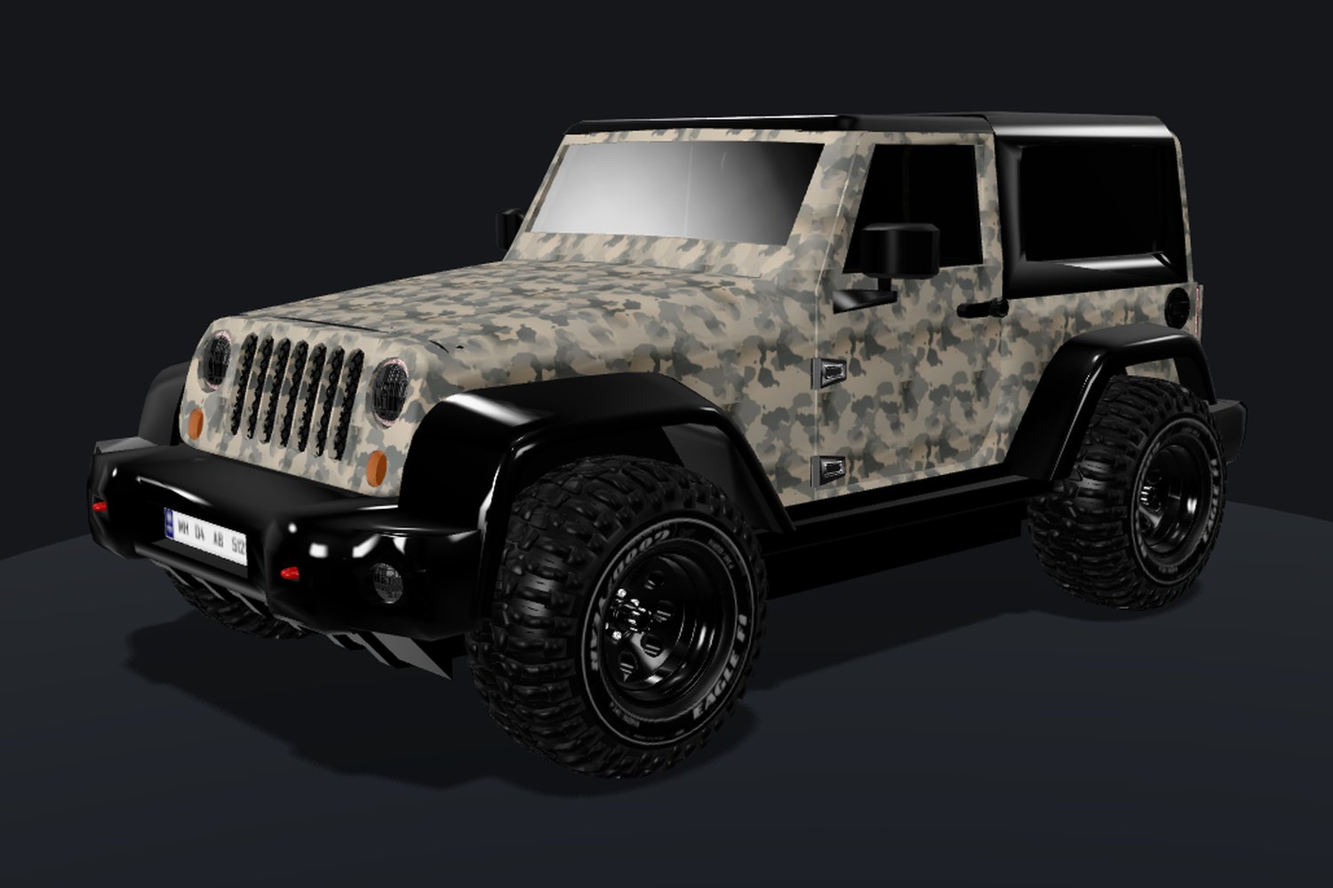Jeep Wrangler wrapped in army camo